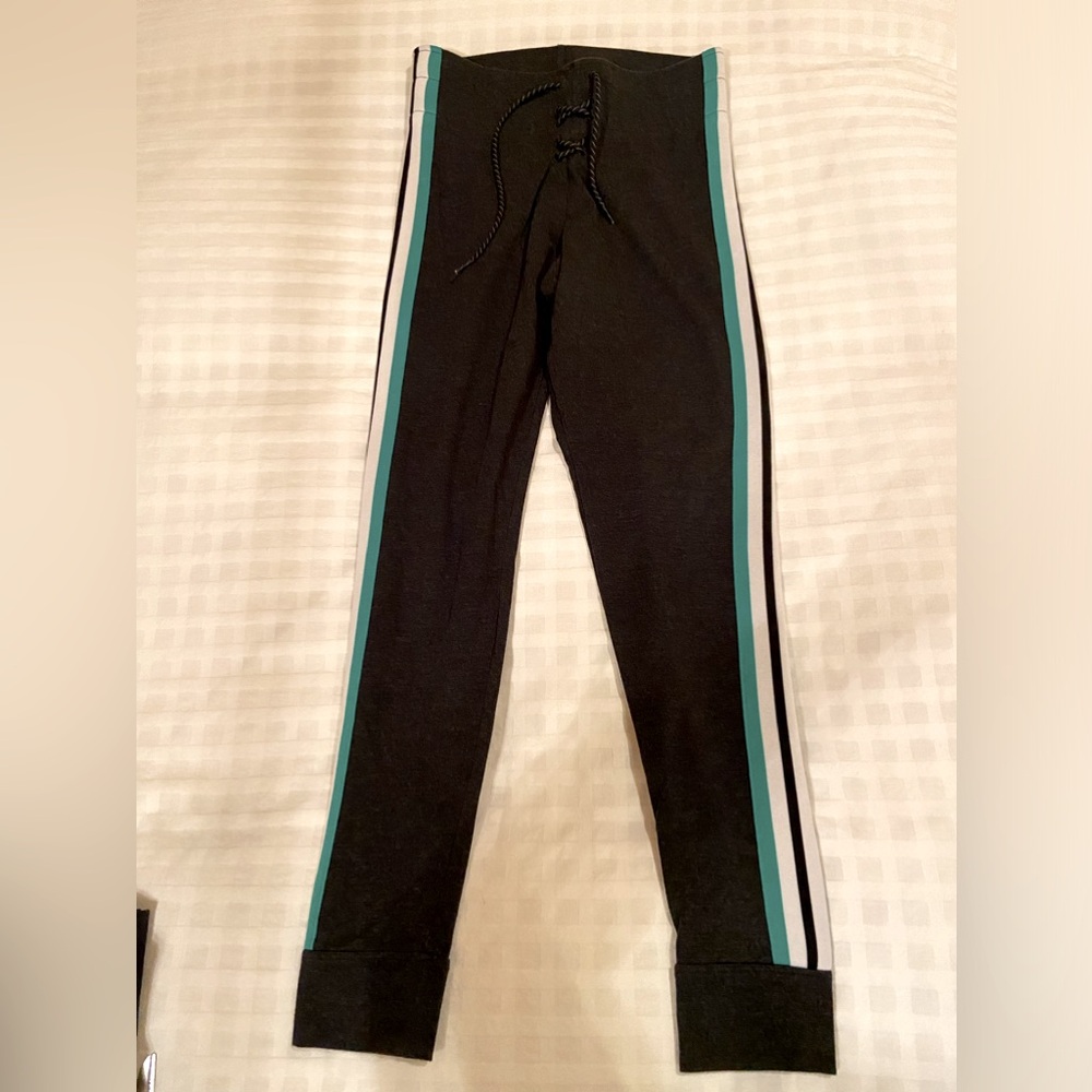Pink Black Marled Green Stripe Cuffed Sweatpants
